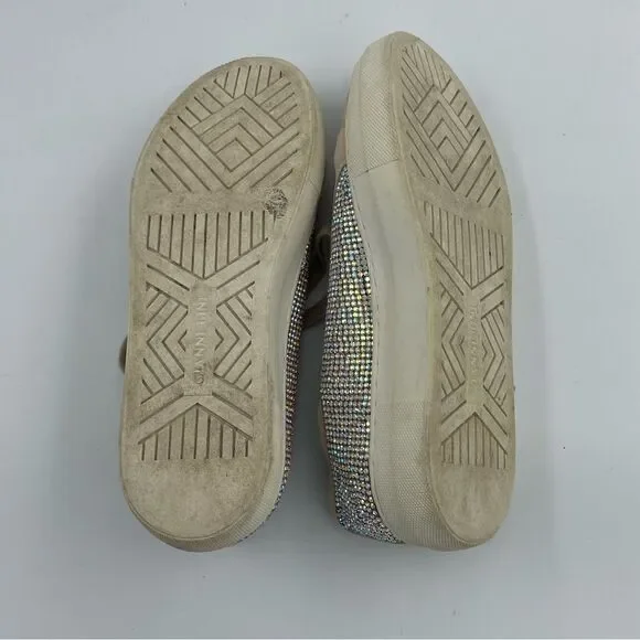 Gianni Bini Zennaa Rhinestone Embellished Blush Pink Suede Lace Up Sneakers - Picture 5 of 5